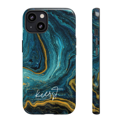 Teal & Gold Marble iPhone Case