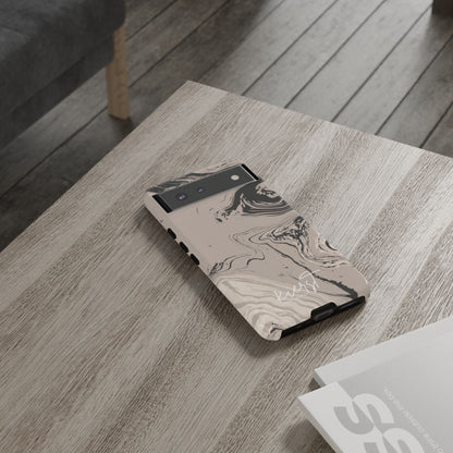 Cream, Grey, and Taupe Marble Google Pixel Case | Grounded Neutrals, Expressive Detail