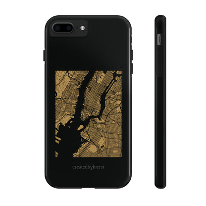 Black and Gold NYC Map iPhone Case