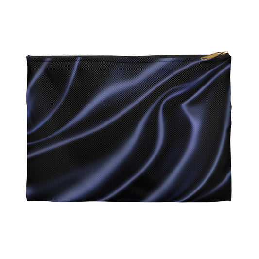 Navy Silk Print Accessory Pouch