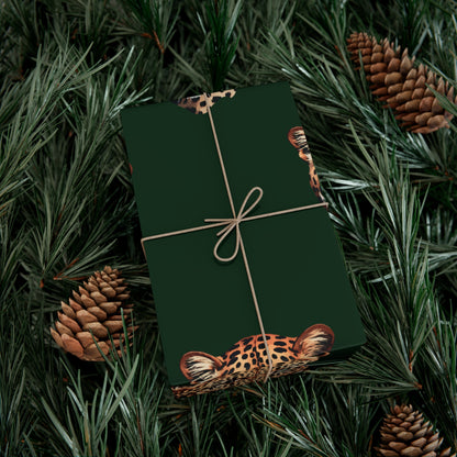 Leopard Head on Signature Midnight Pine Wrapping Paper
