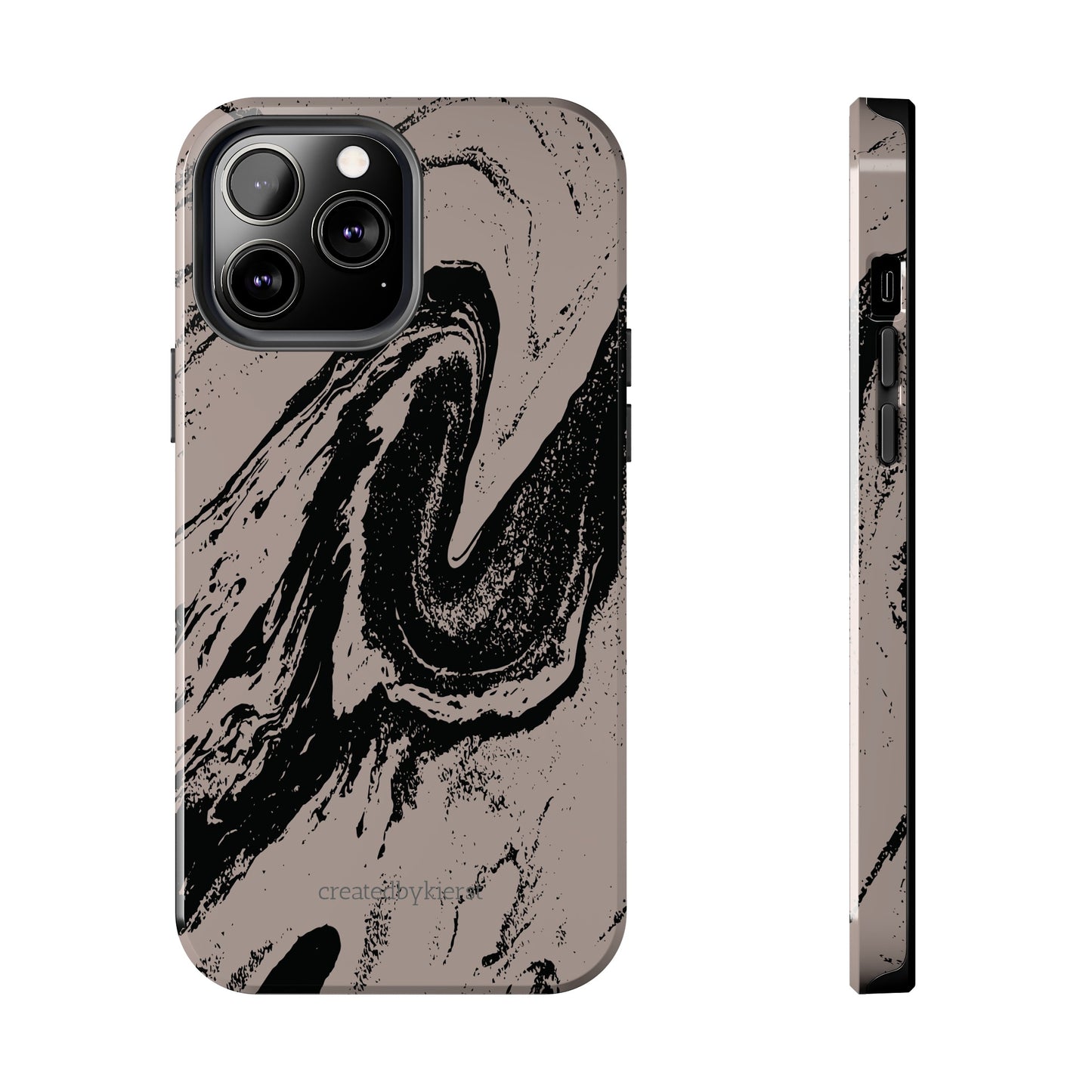 Taupe and Black Marble iPhone Case