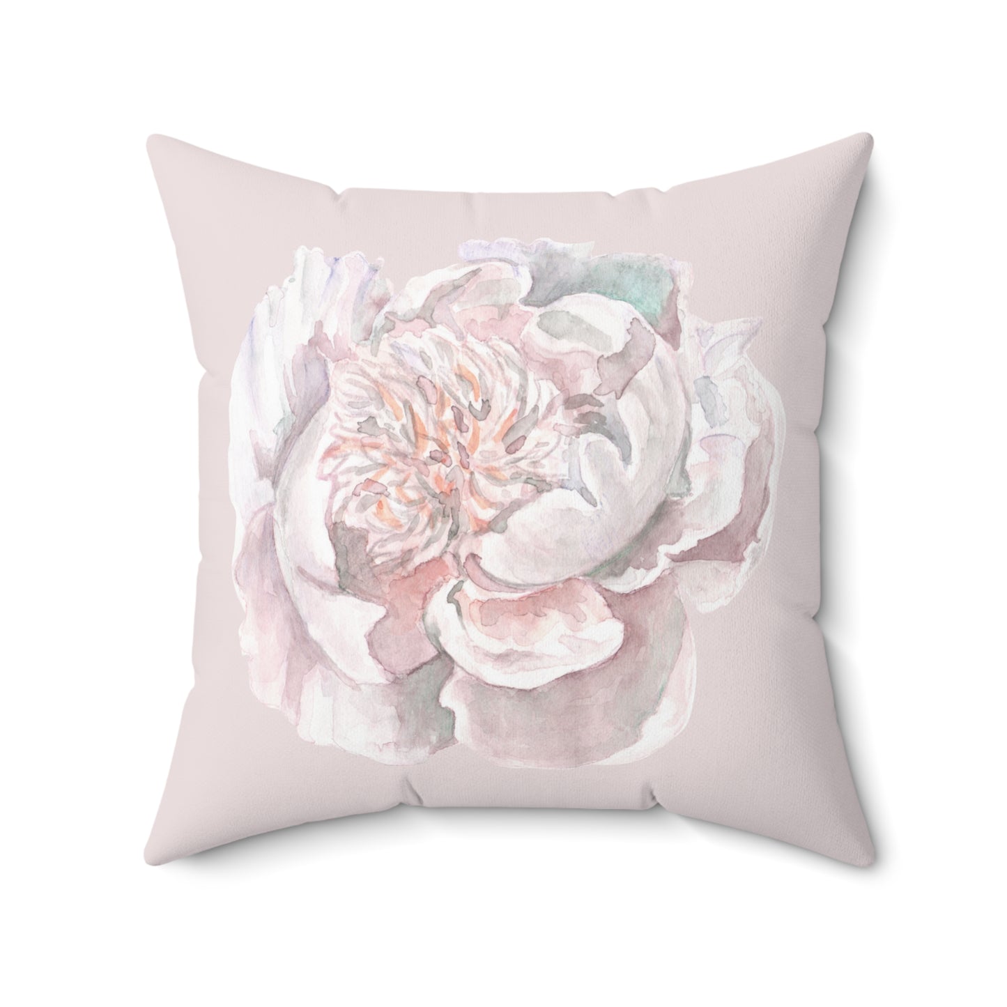 Watercolor Peony Square Pillow