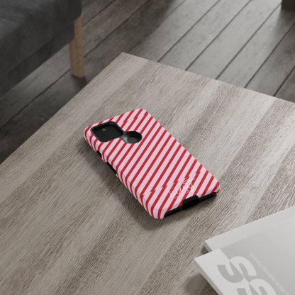 Holiday 25 Pink and Red Diagonal Striped Google Pixel Phone Case