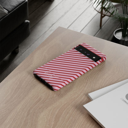 Holiday 25 Pink and Red Diagonal Striped Google Pixel Phone Case