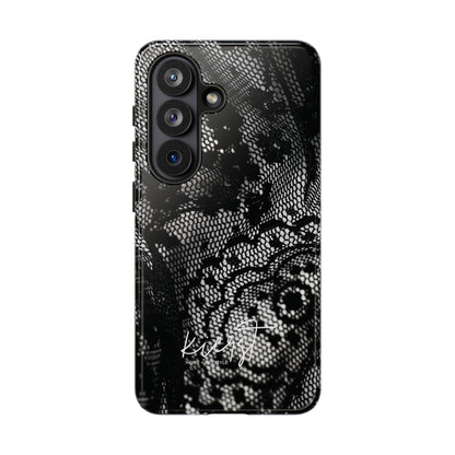 Black + White Lace Print Samsung Galaxy Phone Case