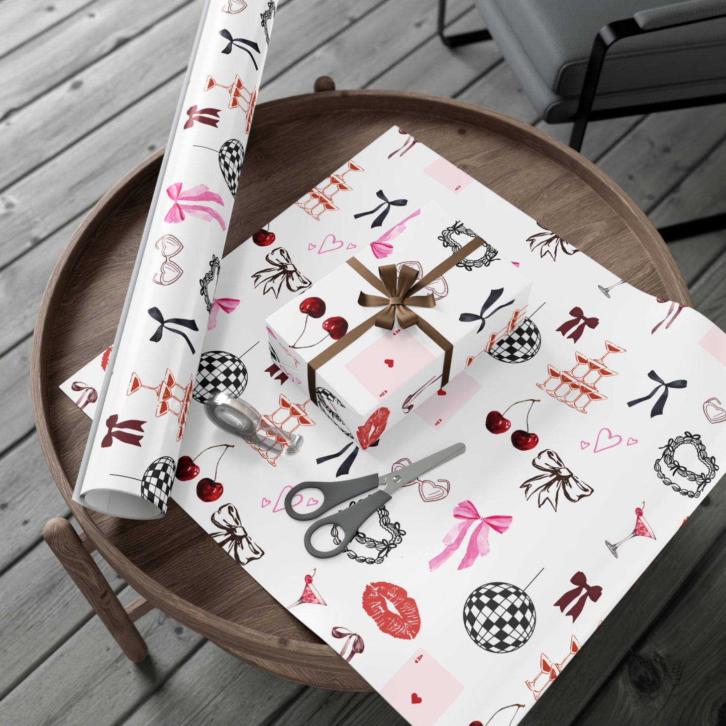 Grey Edge of Romance Wrapping Paper | Glamorous Sticker-Inspired Gift Wrap