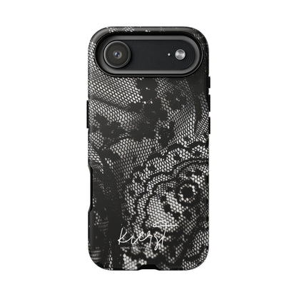 Black + White Lace Print iPhone Case