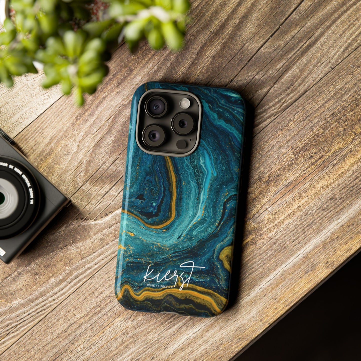 Teal & Gold Marble iPhone Case