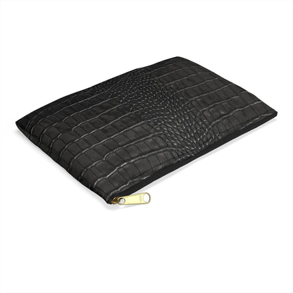 Black Crocodile Print Accessory Pouch