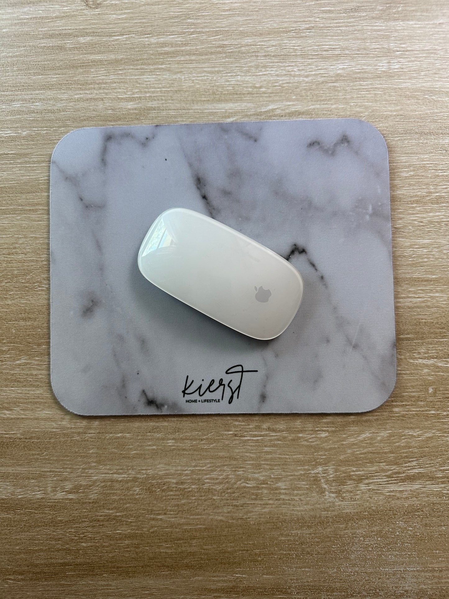 Lived-In Grey + White Marble Mouse Pad
