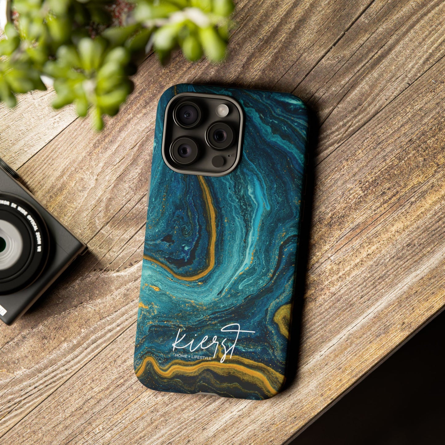 Teal & Gold Marble iPhone Case