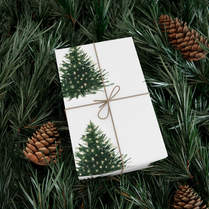 Watercolor Christmas Tree Gift Wrapping Paper