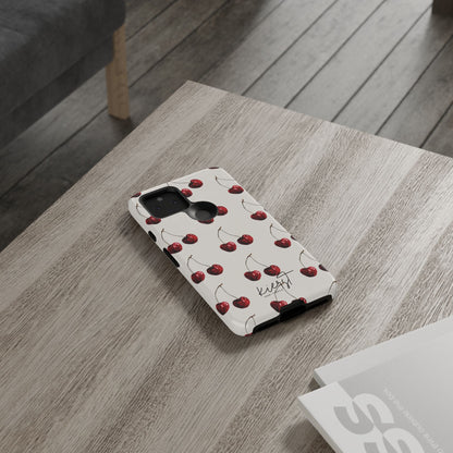 Moody Cherry Stems on White Bone Google Pixel Case | Sultry Minimalism Meets Everyday Utility