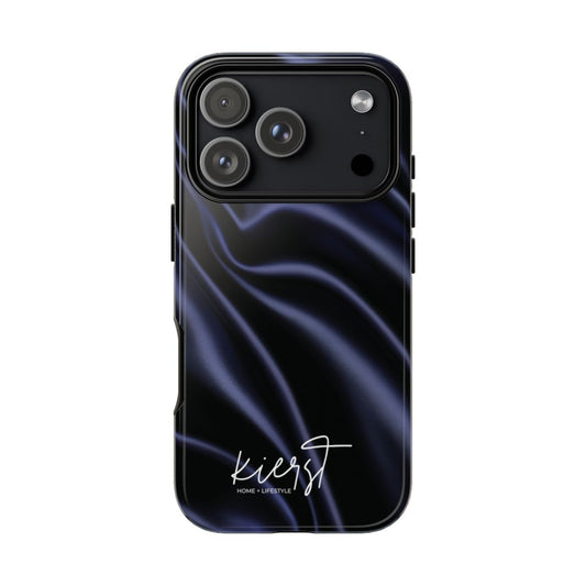 Navy Silk Print iPhone Case