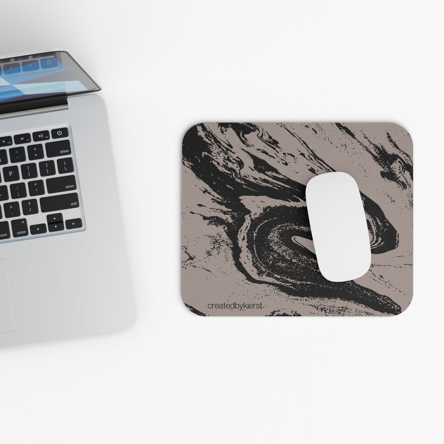 Black Marble on Taupe Mouse Pad (Rectangle)