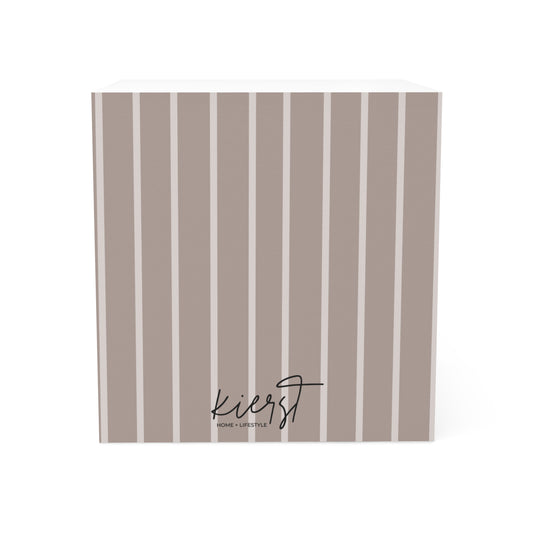 Beige and Brown Vertical Stripes Note Cube