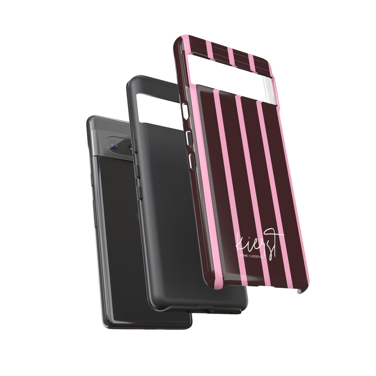 Signature Velvet Noir + Pink Stripes Google Pixel Phone Case