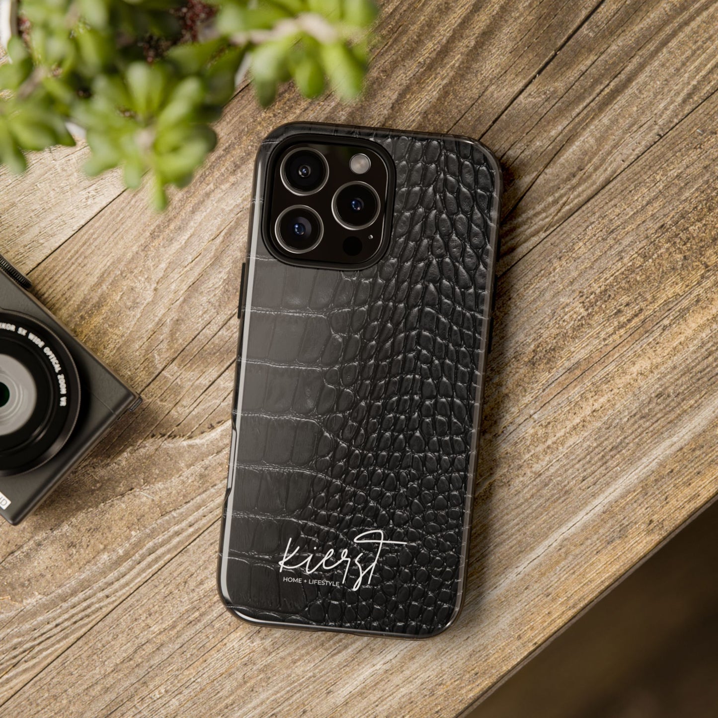Black Crocodile Print iPhone Case