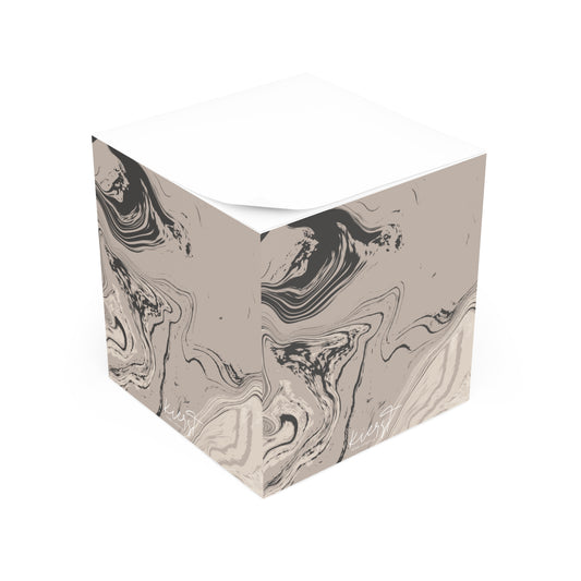 Cream, Grey, and Taupe Marble Note Cube | Earthy Elegance