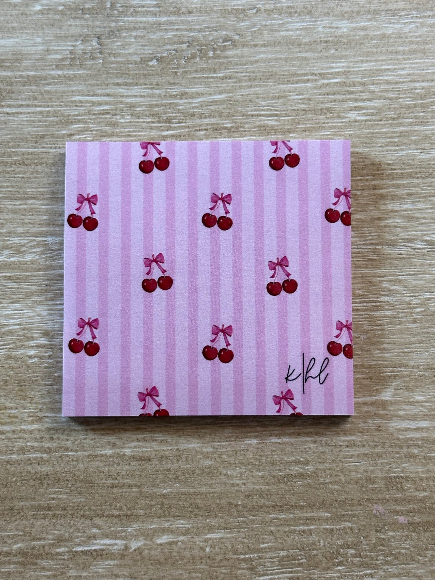 Cherries on Pink Stripes Post-it® Note Pad