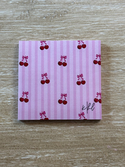 Cherries on Pink Stripes Post-it® Note Pad