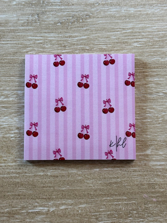 Cherries on Pink Stripes Post-it® Note Pad
