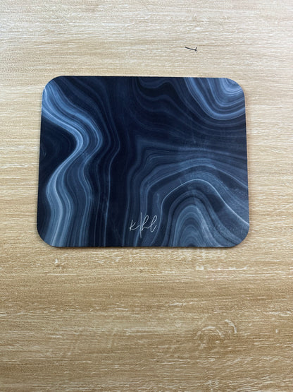 Navy Marble Mouse Pad