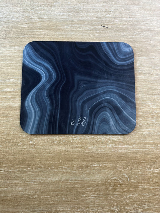 Navy Marble Mouse Pad
