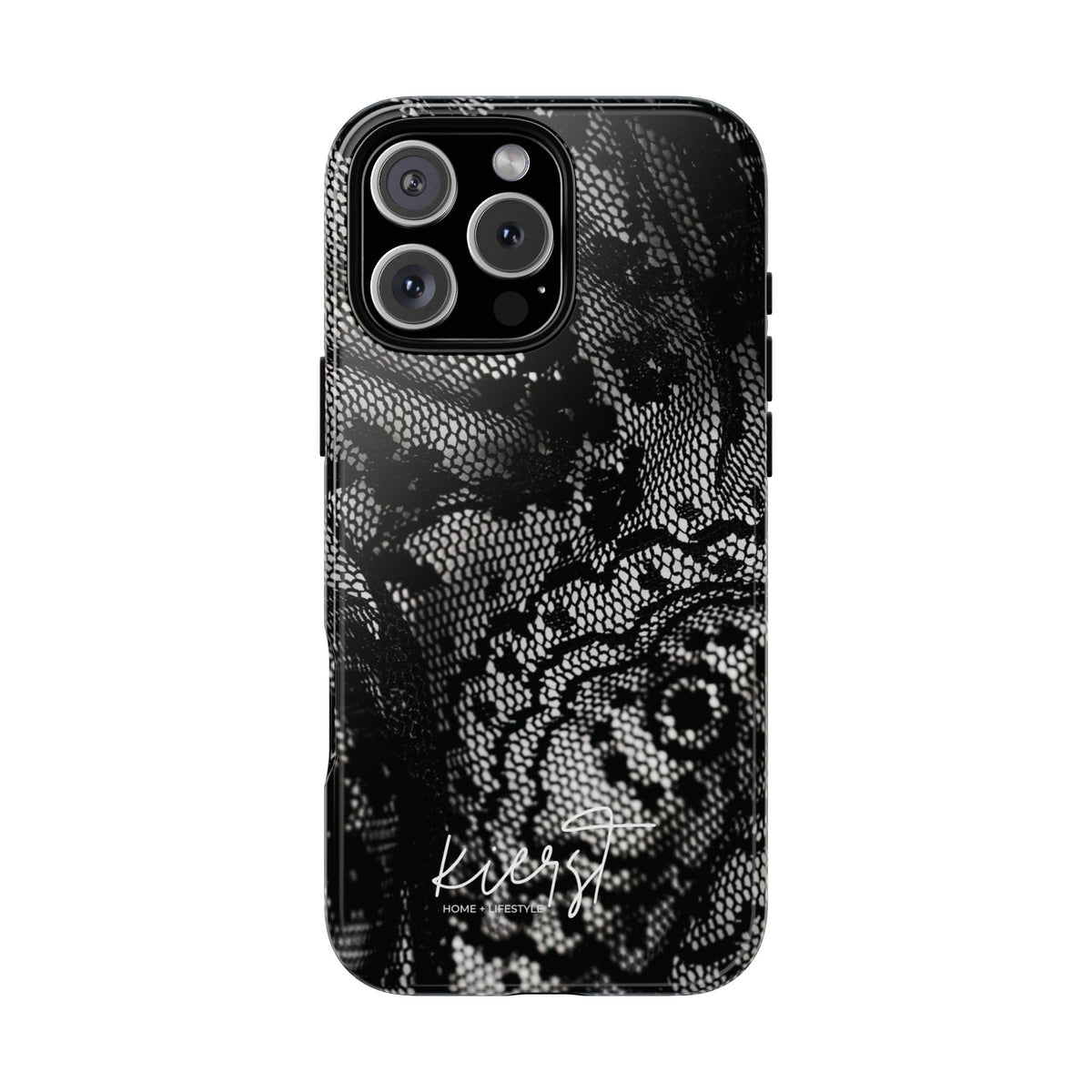 Black + White Lace Print iPhone Case