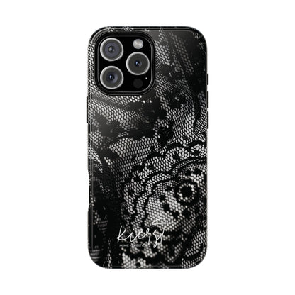 Black + White Lace Print iPhone Case