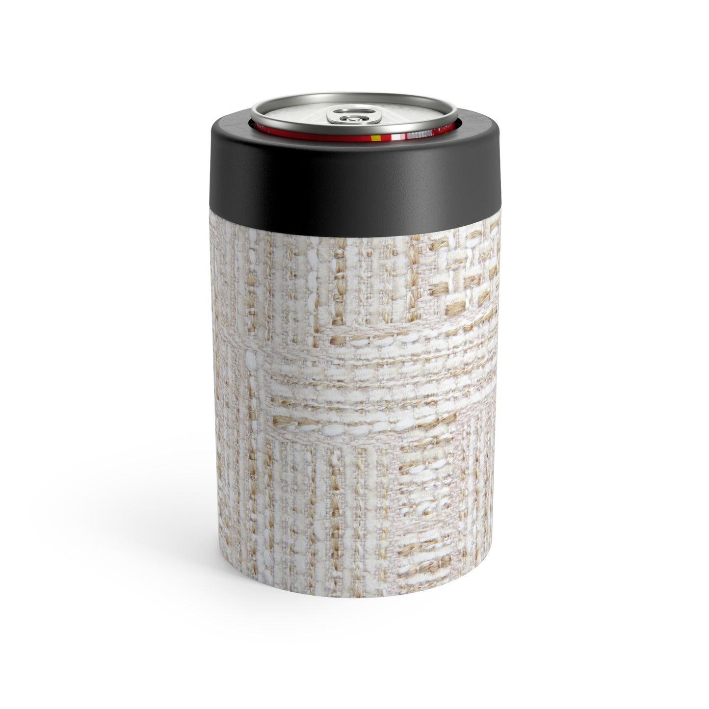 Cream + Gold Tweed Print Can Holder