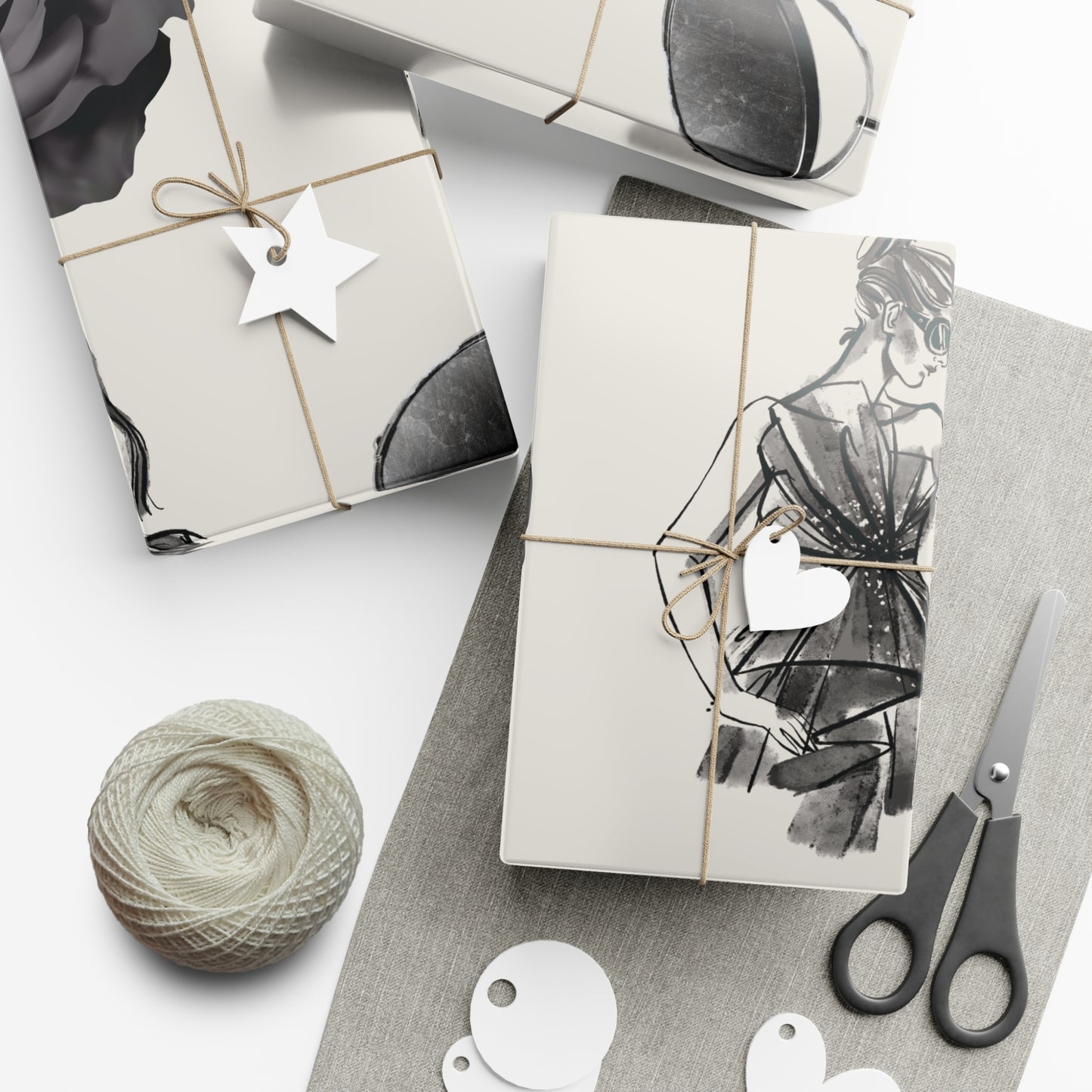 B&W Fashion Themed on Bone Gift Wrapping Paper