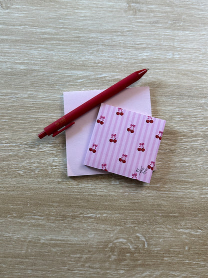 Cherries on Pink Stripes Post-it® Note Pad