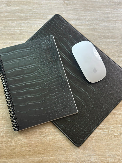 Emerald Crocodile Print Faux Leather Mouse Mat