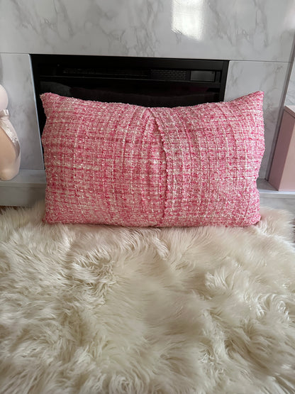 Pink Tweed Throw Pillow