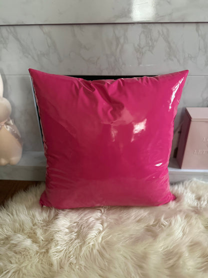 Dark Pink Faux Leather Throw Pillows