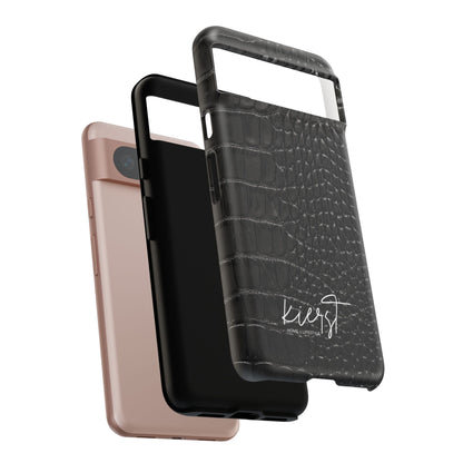 Black Crocodile Print Google Pixel Phone Case