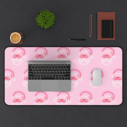 Neon Sign Santa on Pink Desk Mat