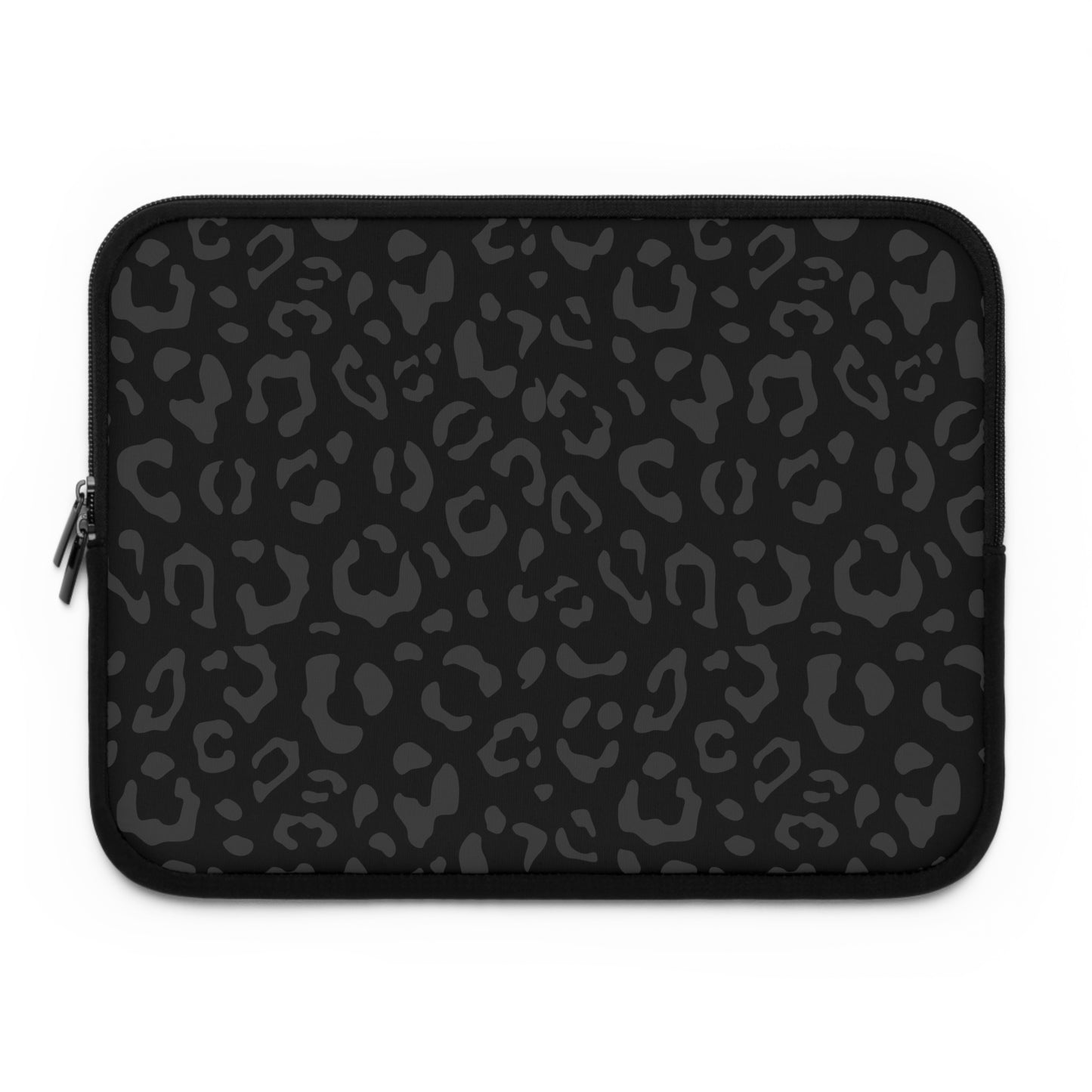 Grey on Black Leopard Laptop Sleeve