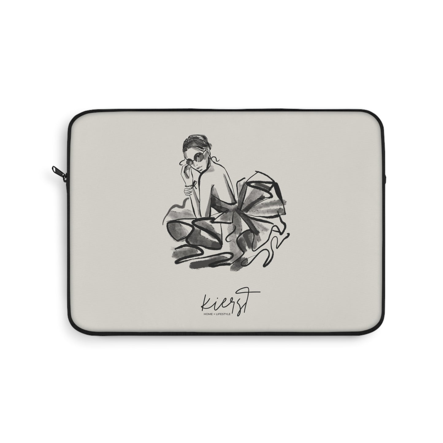 Woman in Tulle Gown Sketch Laptop Sleeve | Minimalist Fashion Illustration for Everyday Elegance