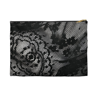Black + White Lace Print Accessory Pouch