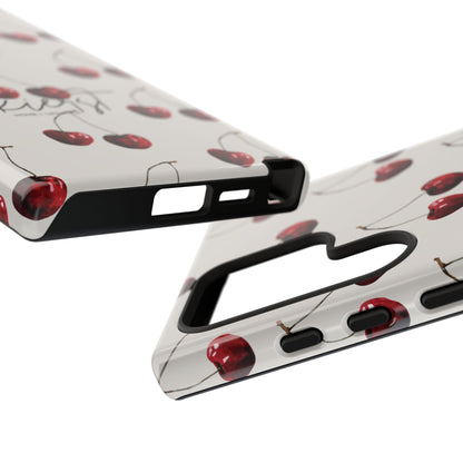 Moody Cherry Stems on White Bone Samsung Galaxy Case | Understated Luxury With A Playful Bite