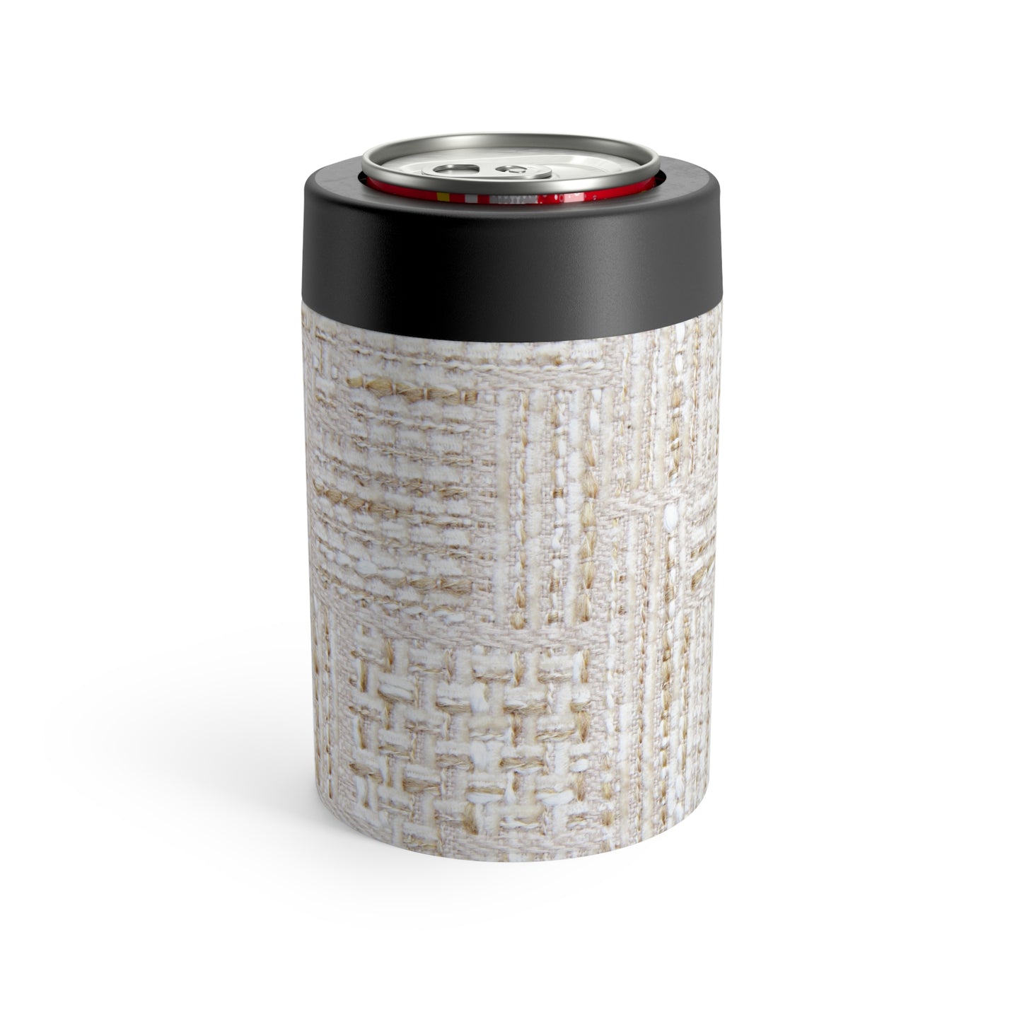Cream + Gold Tweed Print Can Holder