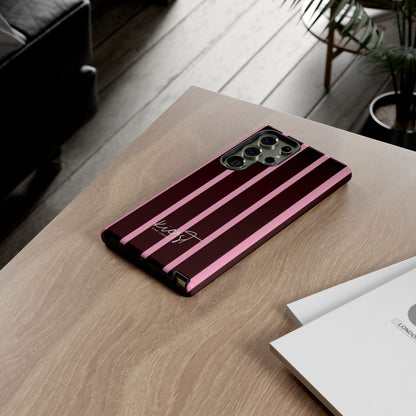 Signature Velvet Noir + Pink Stripes Samsung Galaxy Phone Case