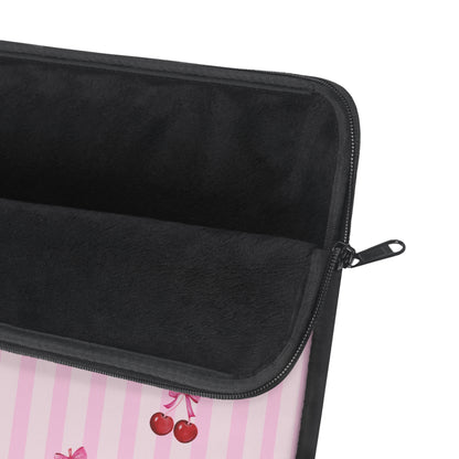 Cherries on Pink Stripe Laptop Sleeve