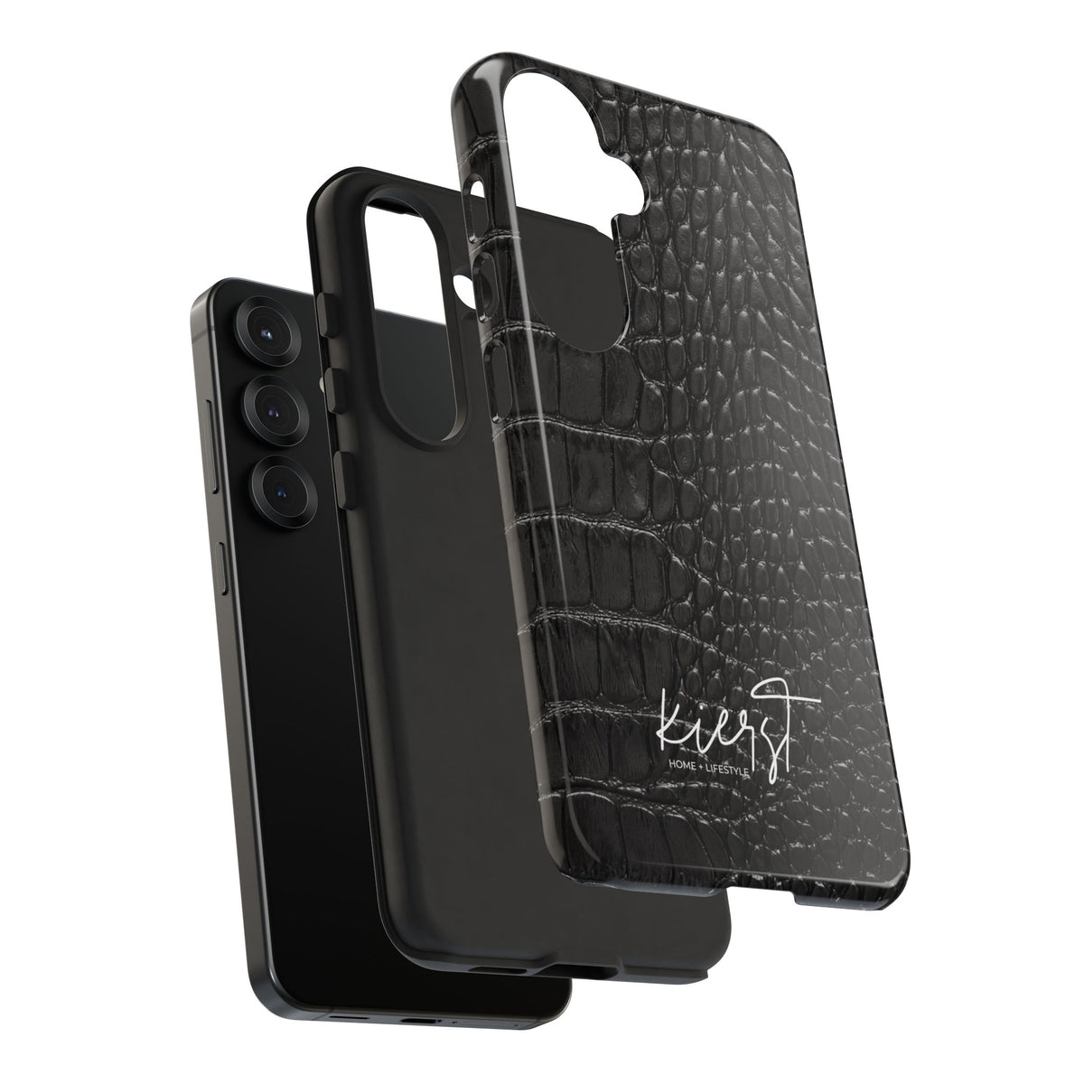 Black Crocodile Print Samsung Galaxy Phone Case