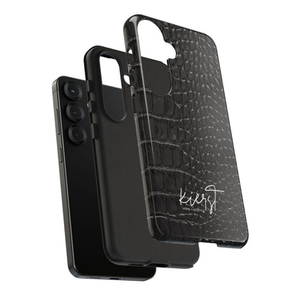 Black Crocodile Print Samsung Galaxy Phone Case