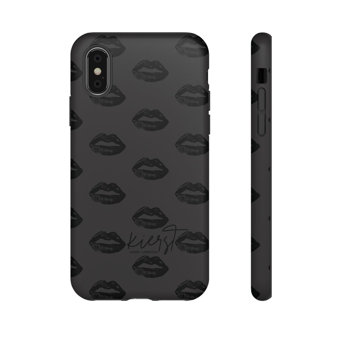Black Lips on Charcoal iPhone Case