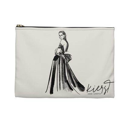 Vintage Fashion Sketch Accessory Pouch – Elegant Couture Illustration on Bone
